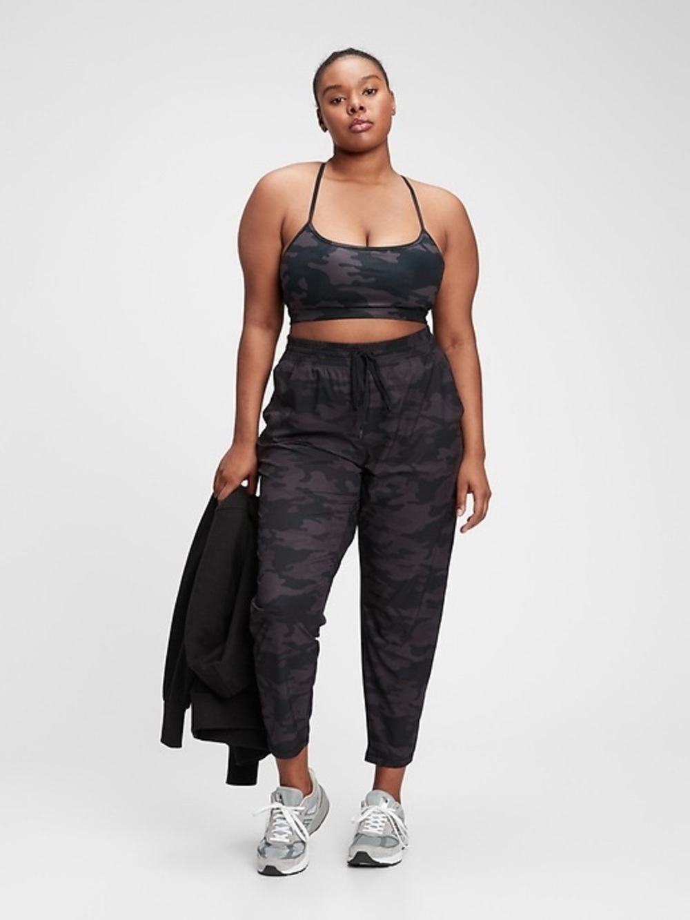 GAP gapfit Black Camo Drawstring Joggers Womens size small with pockets - Picture 2 of 6